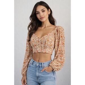 Urban Outfitters Cropped Boho Blouse – Size Small
